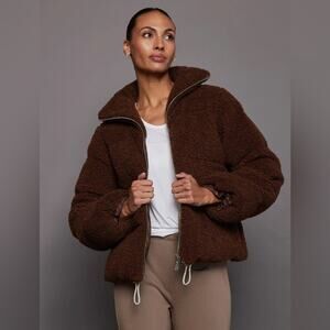 Varley Wilkins Boucle Sherpa Puffer Jacket Chestnut